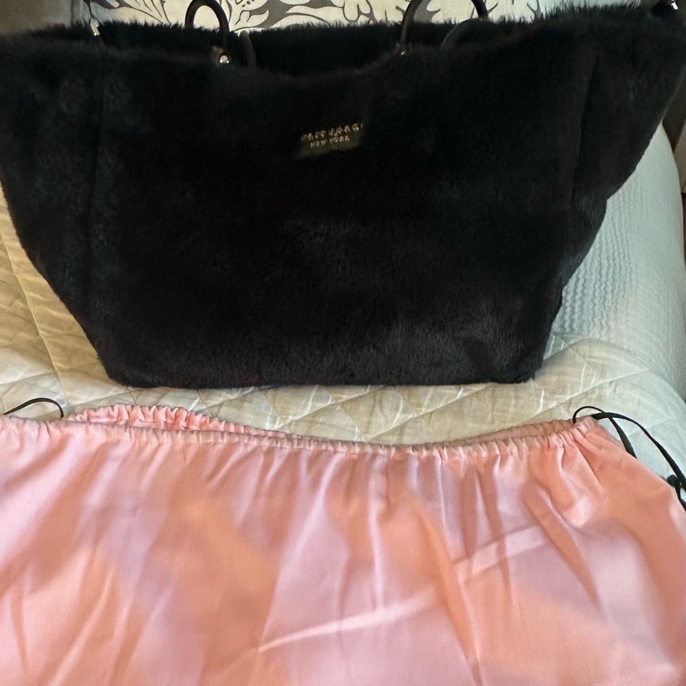 Kate spade black faux fur tote black